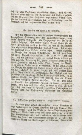 17) Auslassung gewisser Pöste ob insufficientiam massae.