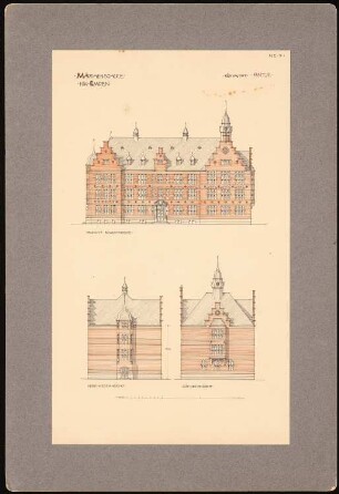 Töchterschule, Emden: Ansicht Ringstraße, Nordwestansicht, Südostansicht