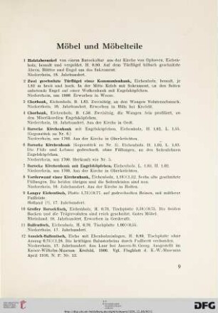 Möbel und Möbelteile (Nr. 1-157)