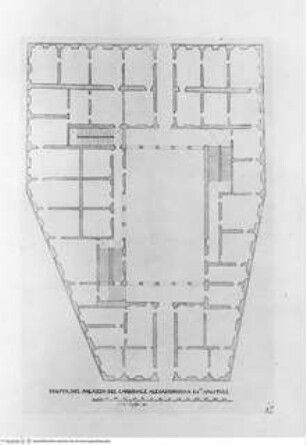 Palazzi di Roma de' più celebri architetti / disegnati da Pietro Ferrerio. 1. Buch., Tafel 28: Palazzo Valentini, Grundriss
