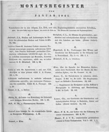 Monatsregister Januar
