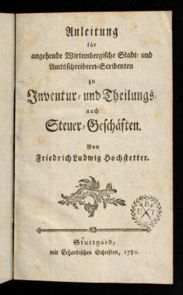 1r-199, Anleitung fuer angehende Wirtembergische ...