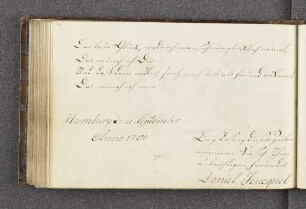 Daniel Jencquel. – Hamburg, 21.09.1781