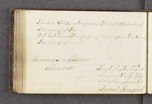 Daniel Jencquel. – Hamburg, 21.09.1781