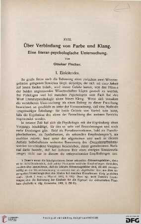 Über Verbindung von Farbe und Klang