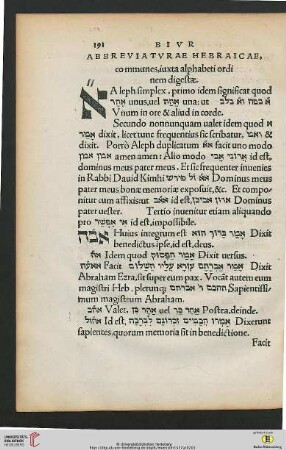 Abbreviaturae Hebraicae communes, iuxta alphabeti ordinem digestae