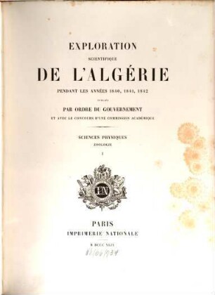 Exploration Scientifique De L'Algérie Pendant Les Années 1840, 1841, 1842, 1