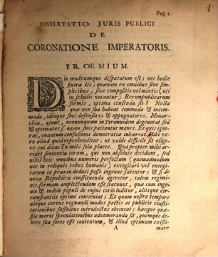 Diss. iuris publ. inaug. de coronatione imperatoris