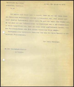 Bericht des ersten Sekretars an das General-Sekretariat