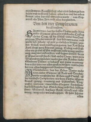 Von den vier Complexionen der Menschen.