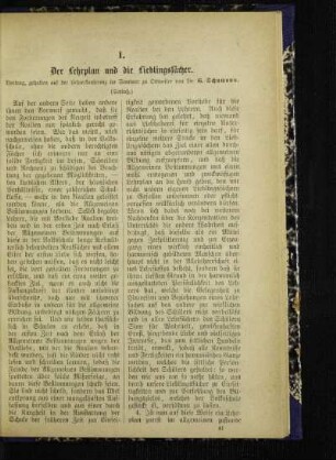 ¬Der¬ Lehrplan und die Lieblingsfächer : Vortrag, gehalten auf der Lehrerkonferenz im Seminar zu Ottweiler ; (Schluß)