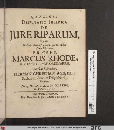 Disputatio Iuridica De Iure Riparum