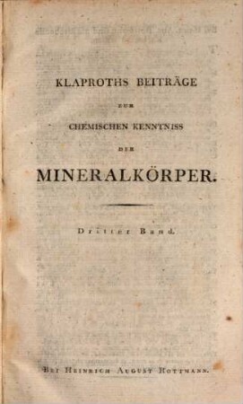 Beiträge Zur Chemischen Kenntniss Der Mineralkörper. 3
