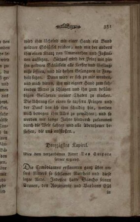 Dreyzigstes Kapitel. Wies dem verzauberten Ritter Don Quixote ferner ergieng.