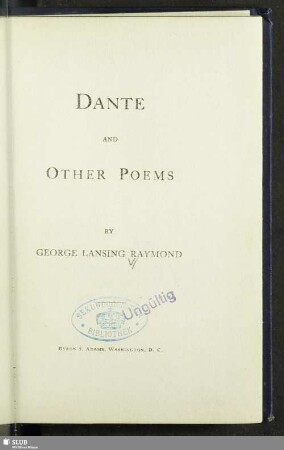 Dante and other poems
