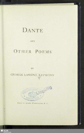 Dante and other poems