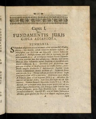 1-18, Caput I. Fundamentis Juris Circa Adiaphora.