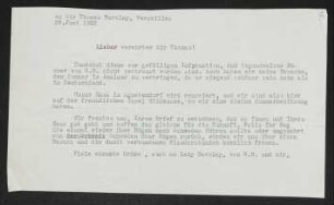 Brief von Margarete Hauptmann an Thomas Barclay