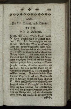 DCXLI. Am XIII. Sonnt. nach Trinitat. Epistel.