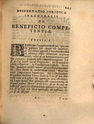 Diss. iur. inaug. de beneficio competentiae