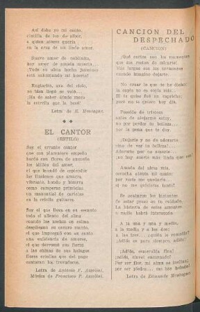 Canción del despechado : (Canción)