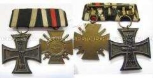 Große Ordensspange mit zwei Dekorationen: Eisernes Kreuz 2. Klasse von 1914 sowie Ehrenkreuz des Weltkrieges für Frontkämpfer