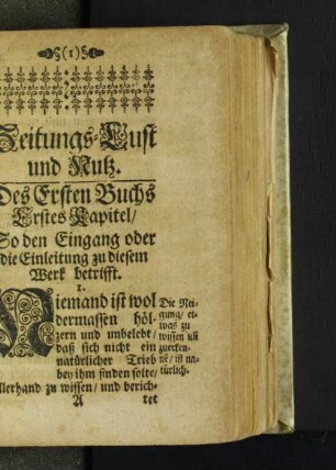 Zeitungs-Lust und Nutz. Des Ersten Buchs ...