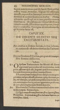 Caput XX. De Decenti Silentio Seu Taciturnitate.