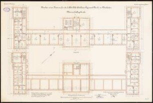 Artilleriekaserne II/27, Wiesbaden: Mannschaftsgebäude: Grundriss Keller, Erdgeschoss 1:100