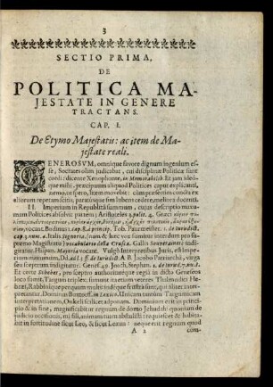 Sectio Prima, De Politica Majestate In Genere Tractans.