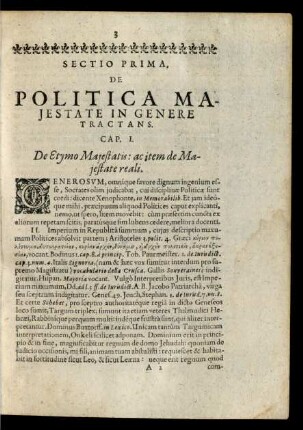 Sectio Prima, De Politica Majestate In Genere Tractans.