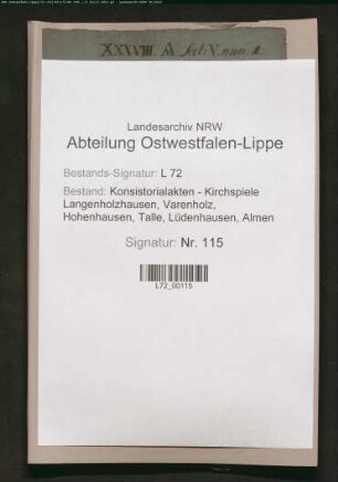 Kircheneinkünfte und Besitzungen, Allgemeines (Verzeichnisse, Kirchenrechnungen) [siehe auch Nr. 32 (1614)]