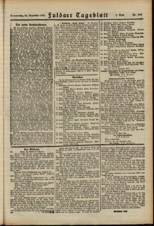 Zweite Ausgabe vom Donnerstag, den 22. Dezember 1921.