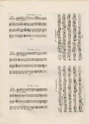 Trompette, 2. Cor, 1. Cor, 2. Clarinette, 1. Clarinette