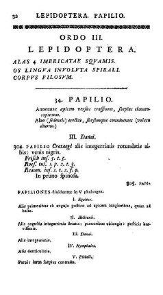 Ordo III. Lepidoptera