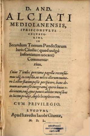 In secundum Tomum Pandectarum iuris Civilis ... Commentarius