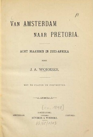 Van Amsterdam naar Pretoria : Acht maanden in Zuid-Afrika