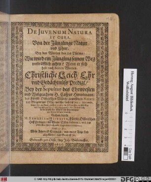 De Iuvenum Natura Et Cura