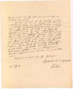 Korrespondenz von Franz Horn an Unbekannt