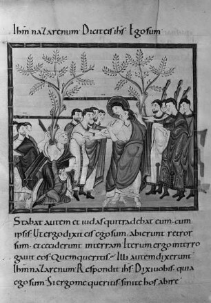 Codex Egberti — Der Judaskuß, die Ergreifung Jesu, Petrus und Malchus, Folio 79verso