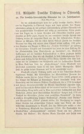III. Abschnitt: Deutsche Dichtung in Österreich