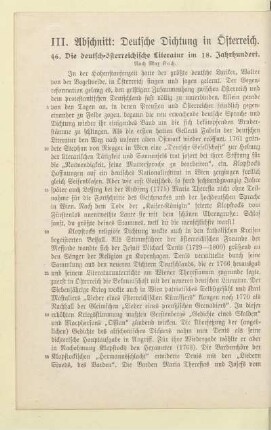 III. Abschnitt: Deutsche Dichtung in Österreich