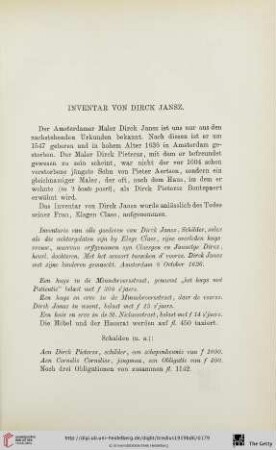 Inventar von Dirck Jansz