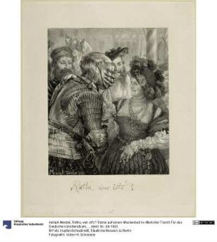 Rathe, wer ist's? Szene auf einem Maskenball in ritterlicher Tracht. Für das Deutsche Künstleralbum, Jahrgang 1867