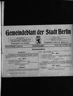 Sonderausgabe, 12. März 1923