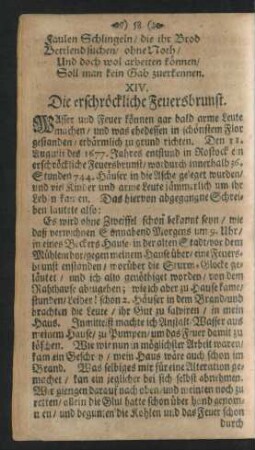 XIV. Die erschröckliche Feuersbrunst.