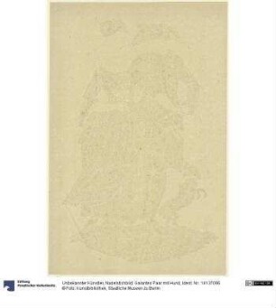 Nadelstichbild: Galantes Paar mit Hund