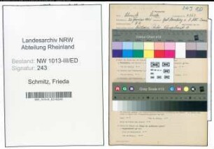 Entnazifizierung Frieda Schmitz , geb. 26.01.1901 (Lehrerin)