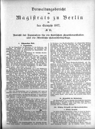 No. 18. Bericht der Deputation für die städtischen Krankenanstalten und die öffentliche Gesundheitspflege
