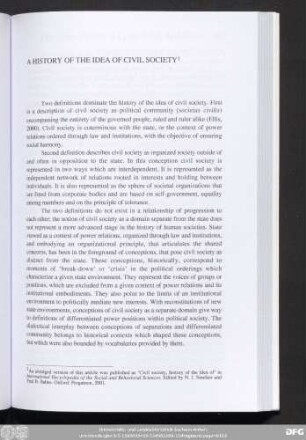 A History Of The Idea Of Civil Society